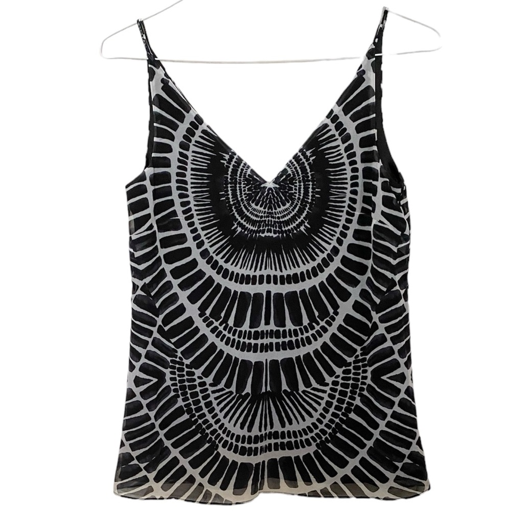 NWT Trina Turk Black & White Spaghetti Strap Tank Top Shirt Blouse Size …
